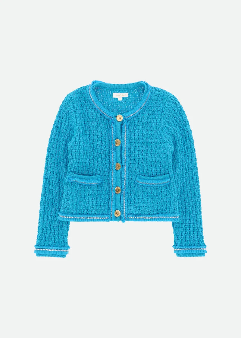 Eugenie Knitted Jacket Turquoise