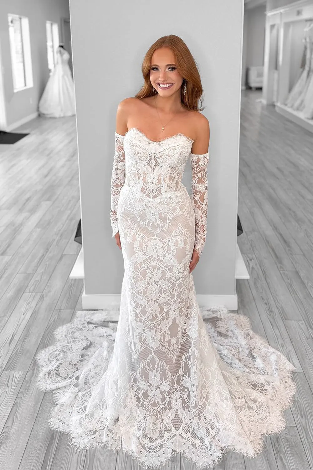 Fashion Mermaid Sweetheart Lace Wedding Dresses with Appliques