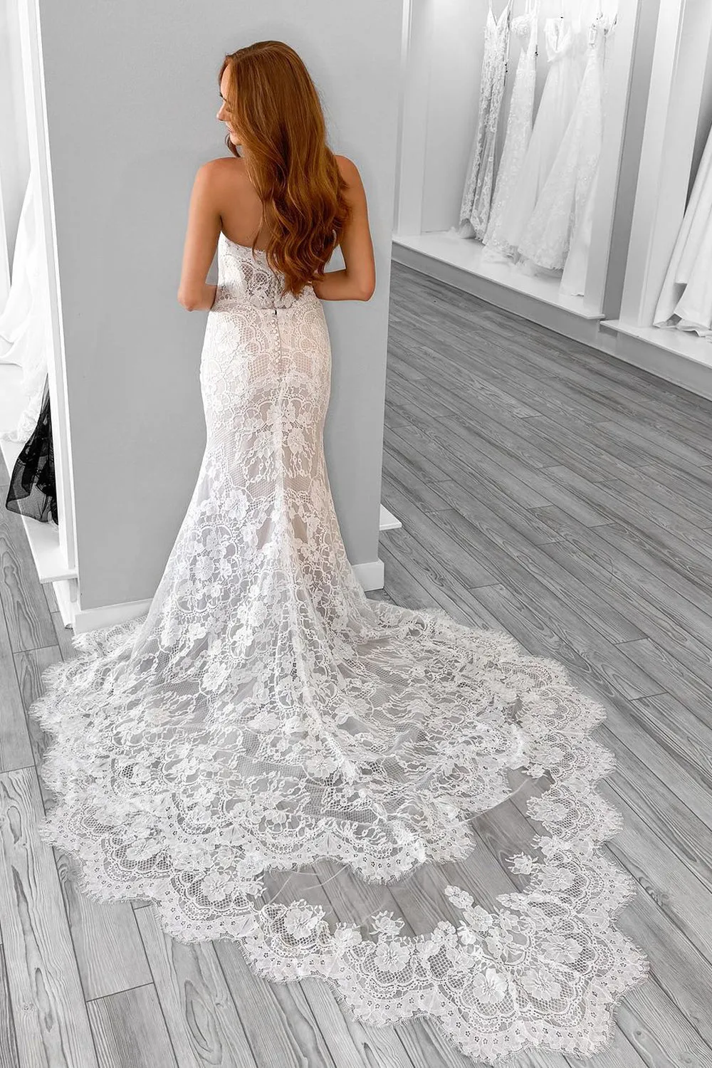 Fashion Mermaid Sweetheart Lace Wedding Dresses with Appliques