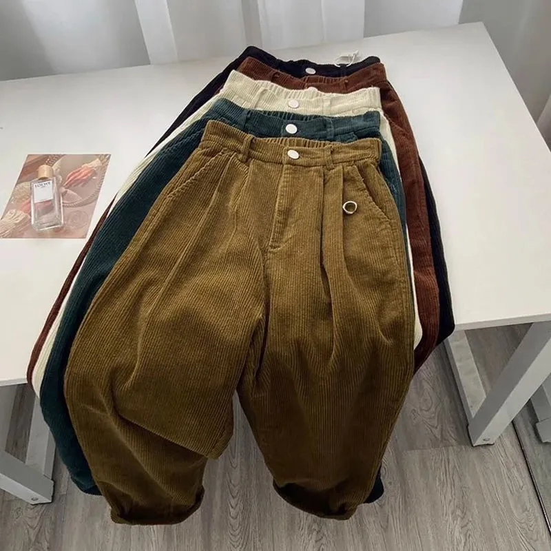 Flytonn-cute winter outfits casual winter outfits christmas outfit party look inspos High Waist Retro Corduroy Long Pants