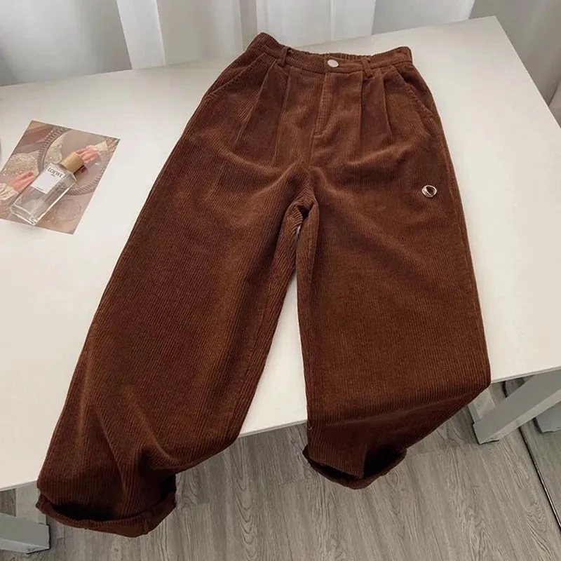 Flytonn-cute winter outfits casual winter outfits christmas outfit party look inspos High Waist Retro Corduroy Long Pants