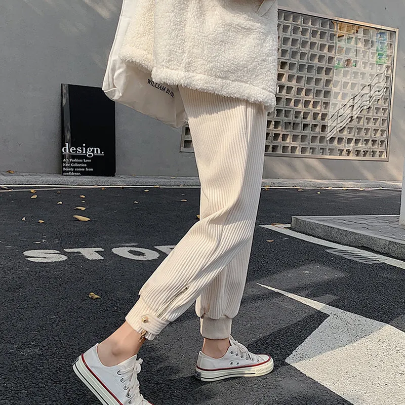 Flytonn-cute winter outfits casual winter outfits christmas outfit party look inspos High Waist Zipper Corduroy Pencil Long Pants