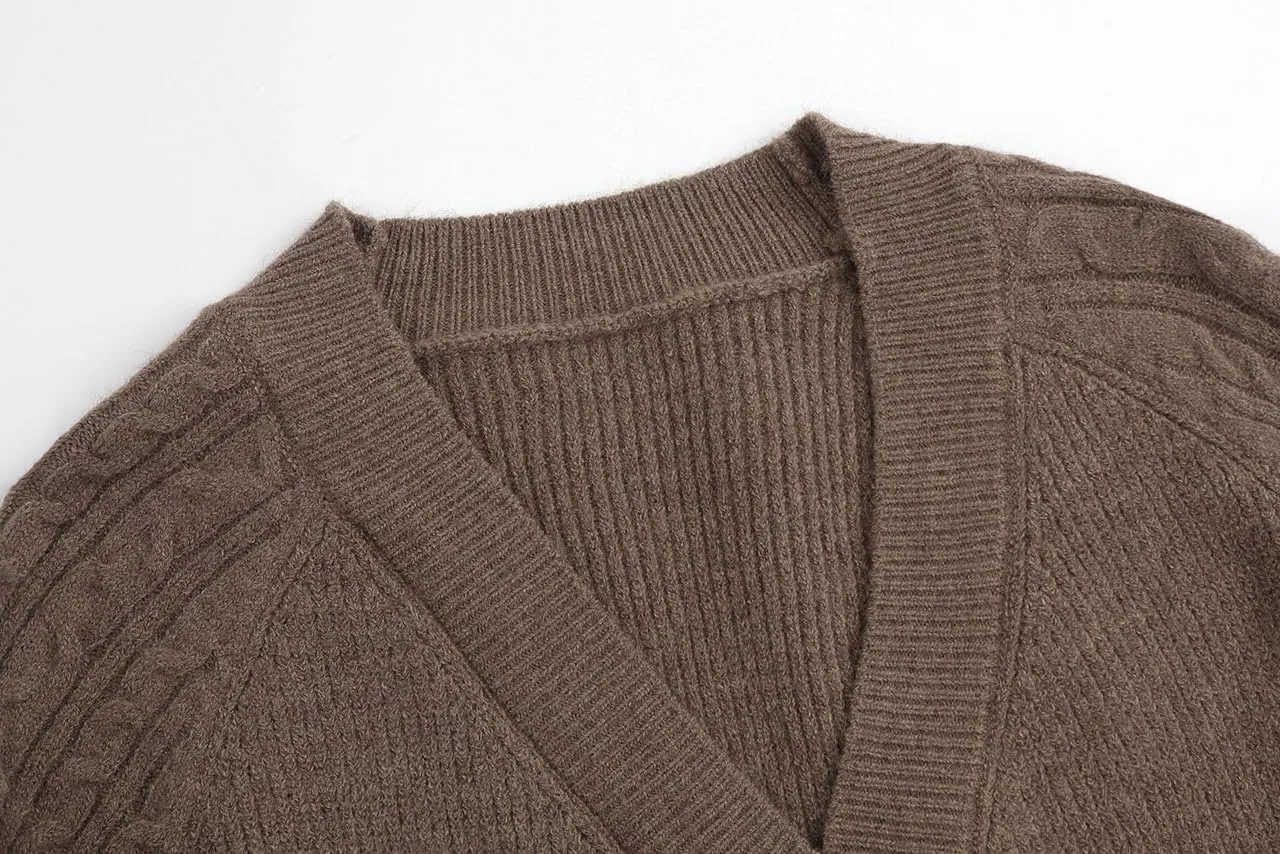 GABERLY Button Down Thickened Sweaters V Neck Open Front Loose Oversized Cardigans Knit Outwear for Women