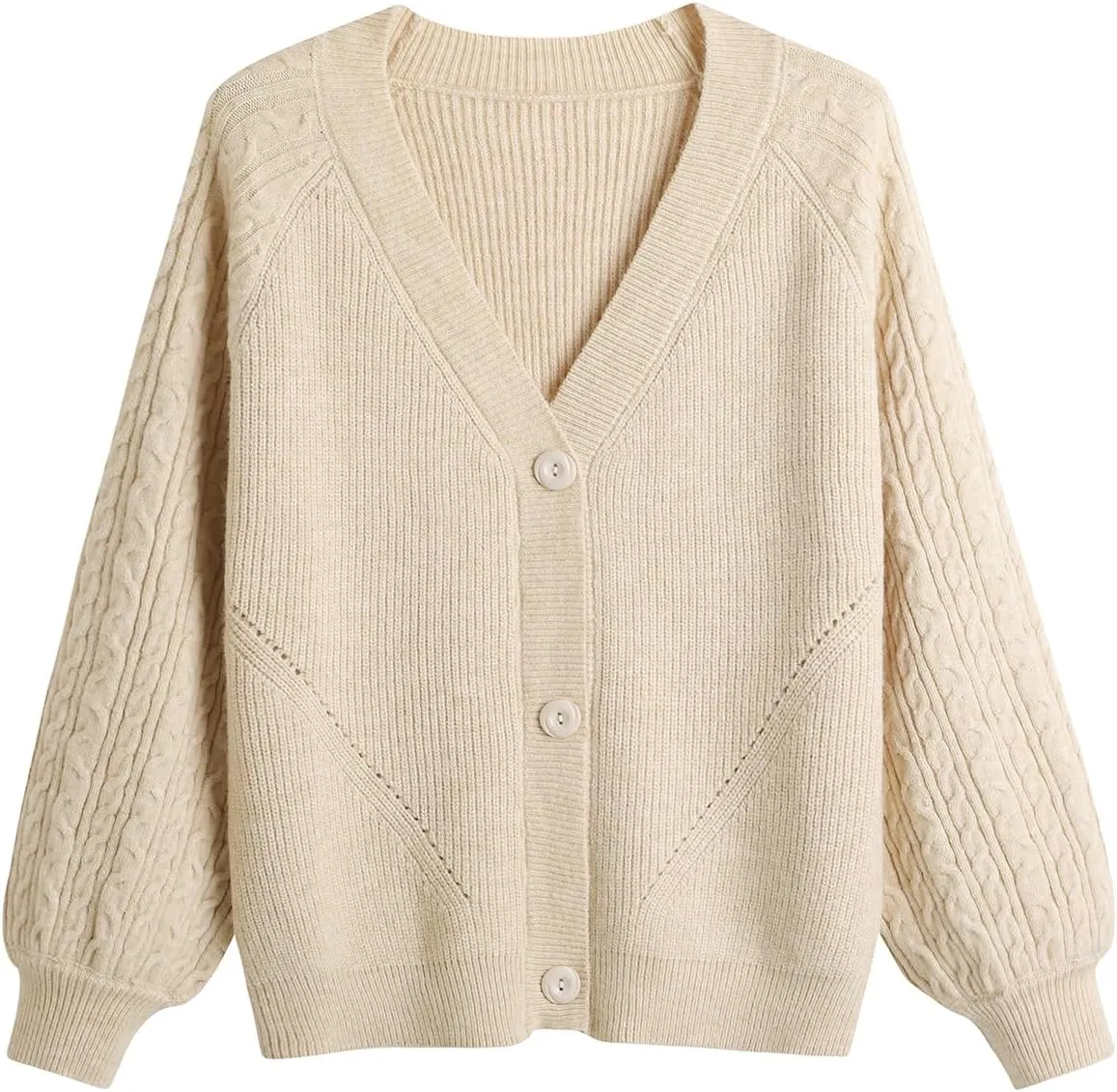 GABERLY Button Down Thickened Sweaters V Neck Open Front Loose Oversized Cardigans Knit Outwear for Women