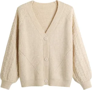 GABERLY Button Down Thickened Sweaters V Neck Open Front Loose Oversized Cardigans Knit Outwear for Women