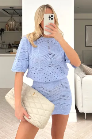 Giana blue crochet skirt co-ord