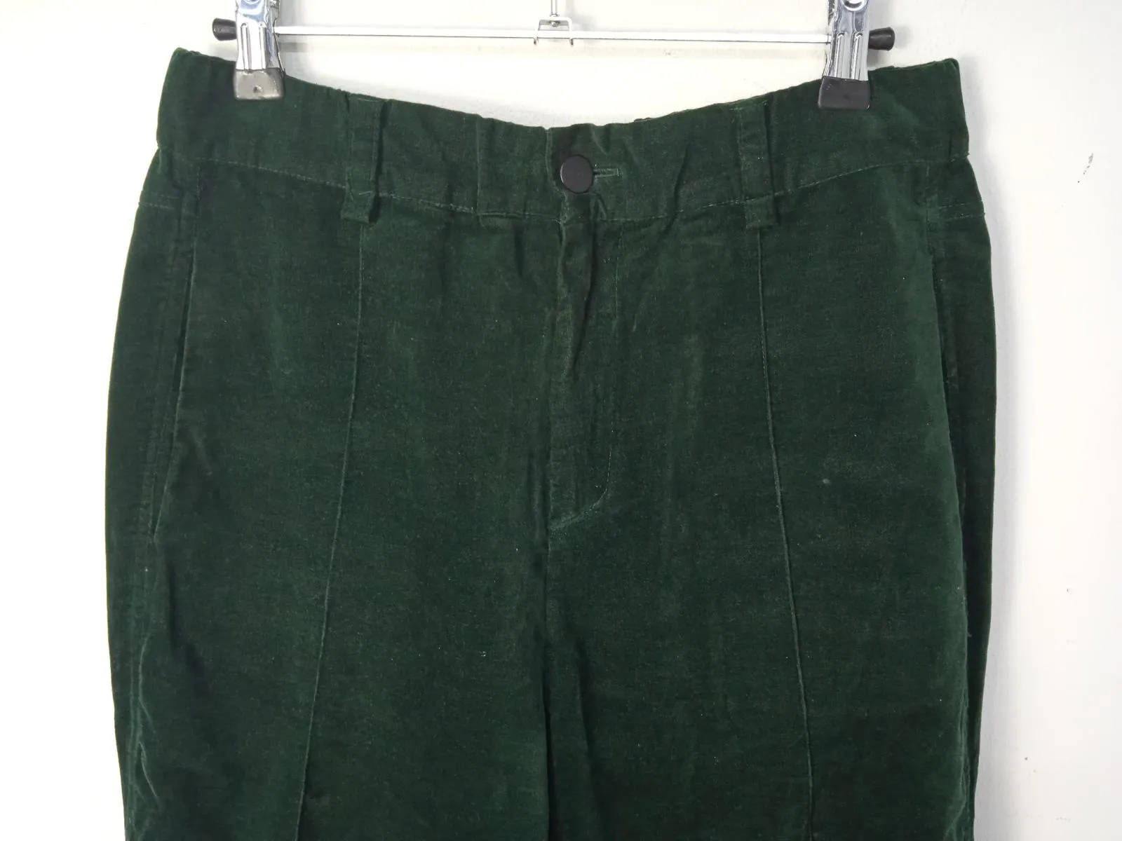 HEROIC Ladies Green Velvet Tapered Chino Trousers W28 L29