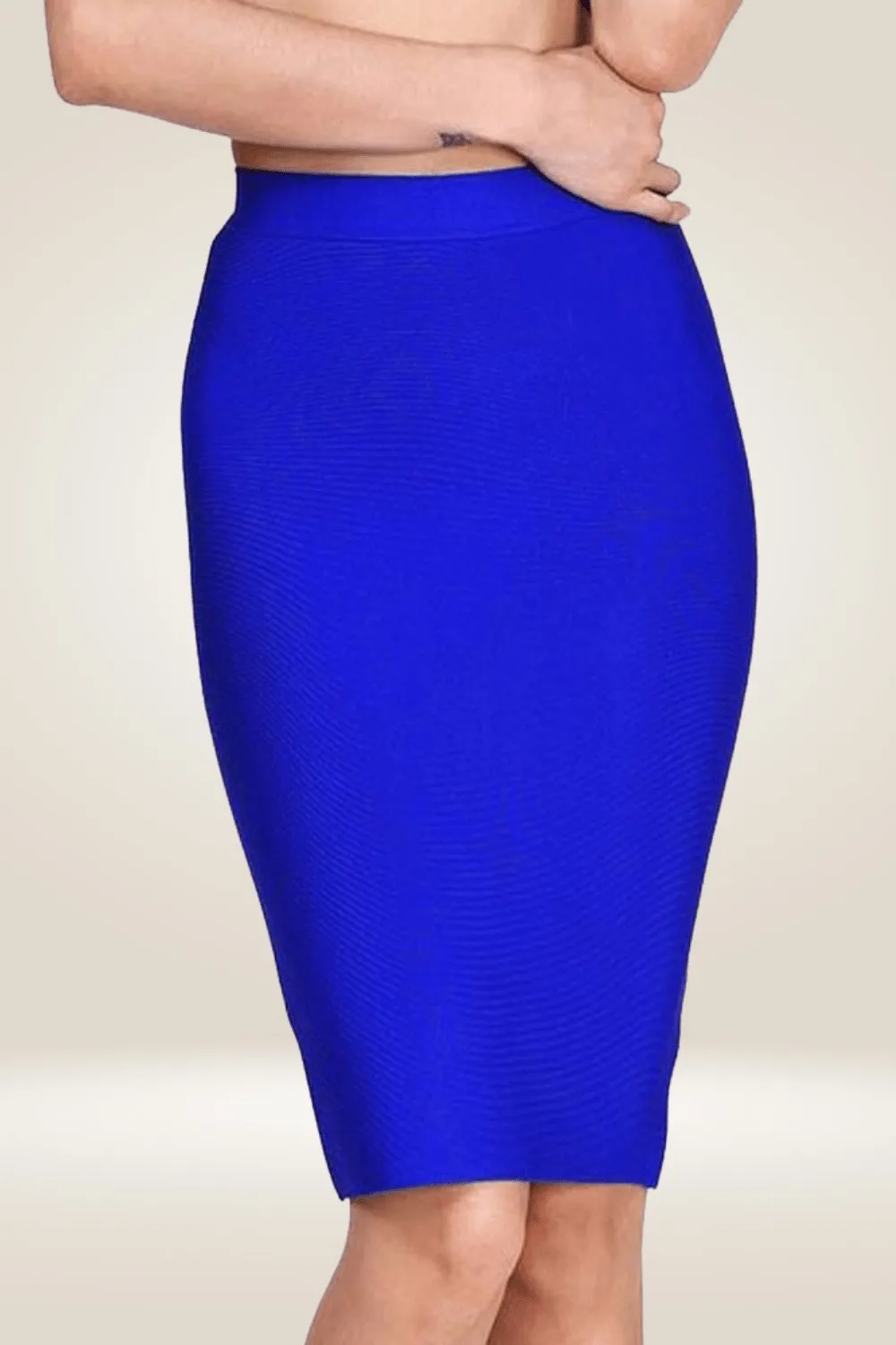High Waisted Bodycon Skirt - Blue