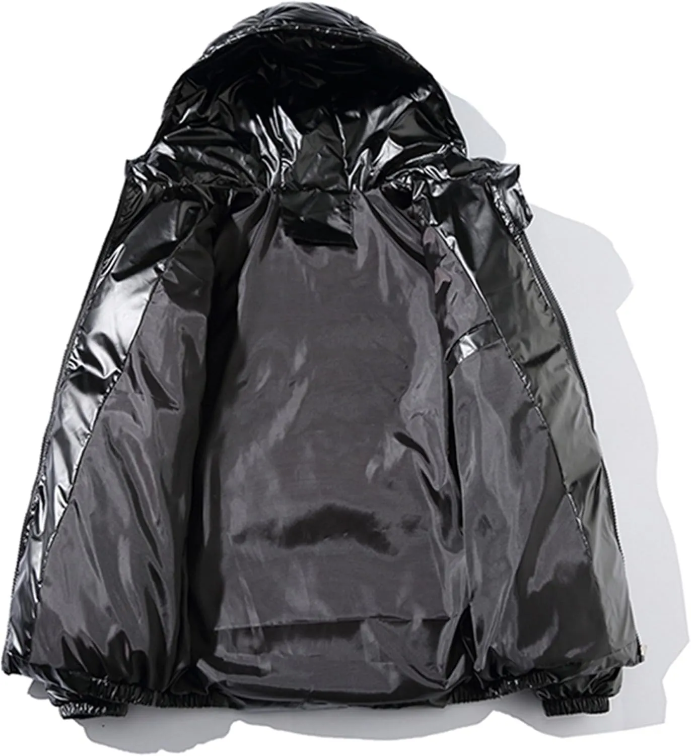 JEsilunmaMY Men's Warm Padded Shiny Puffer Jackets Thicken Casual Hooded Puffy Down Coat Windproof Winter Coats for Men