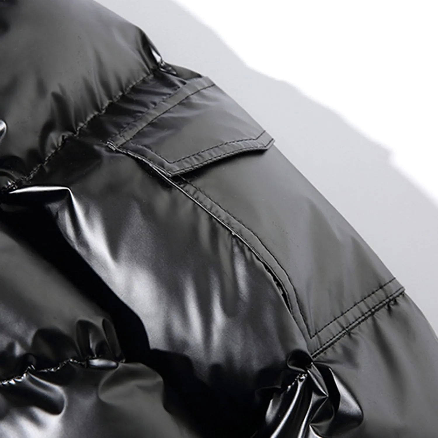 JEsilunmaMY Men's Warm Padded Shiny Puffer Jackets Thicken Casual Hooded Puffy Down Coat Windproof Winter Coats for Men