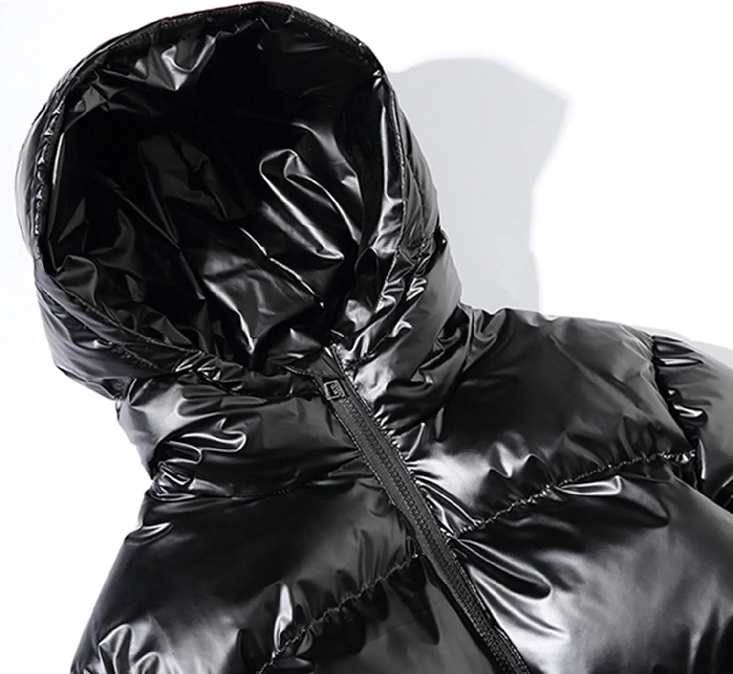 JEsilunmaMY Men's Warm Padded Shiny Puffer Jackets Thicken Casual Hooded Puffy Down Coat Windproof Winter Coats for Men