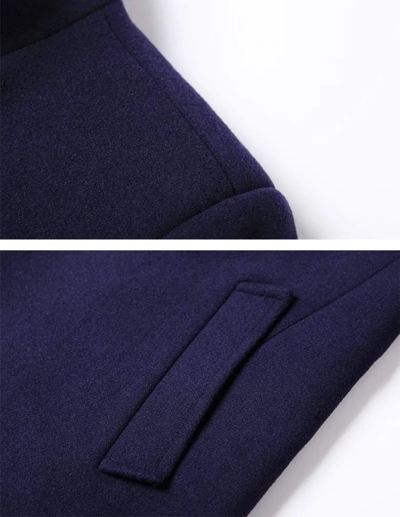 Lavnis Men's Winter Trench Coat Wool Blend Pea Coat Slim Fit Single Breasted Topcoat Business Dowm Jacket