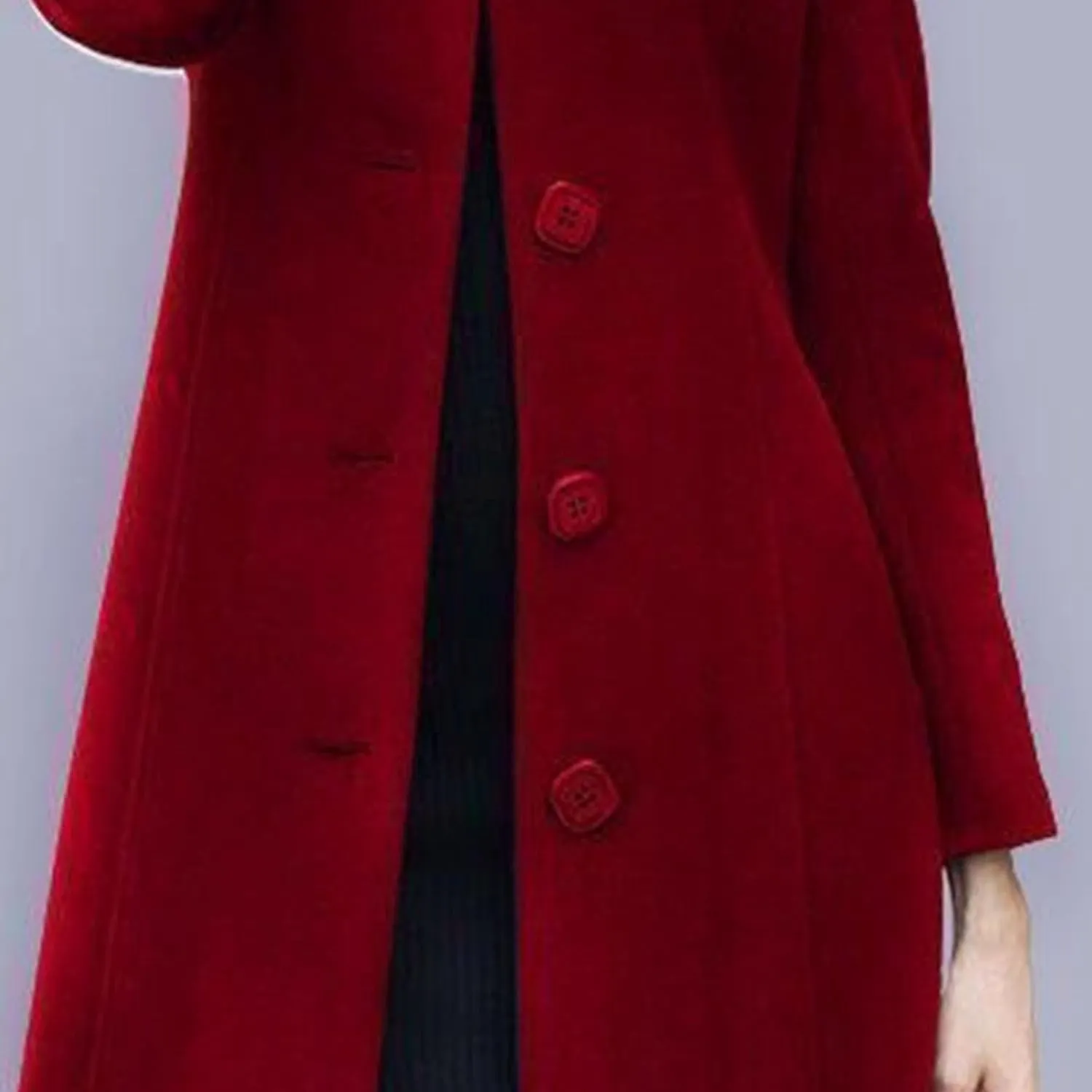 Maiyifu-GJ Women's Elegant Single Breasted Long Wool Blend Overcoat Fall Winter Lapel Trench Coat Jackets Casual Coats