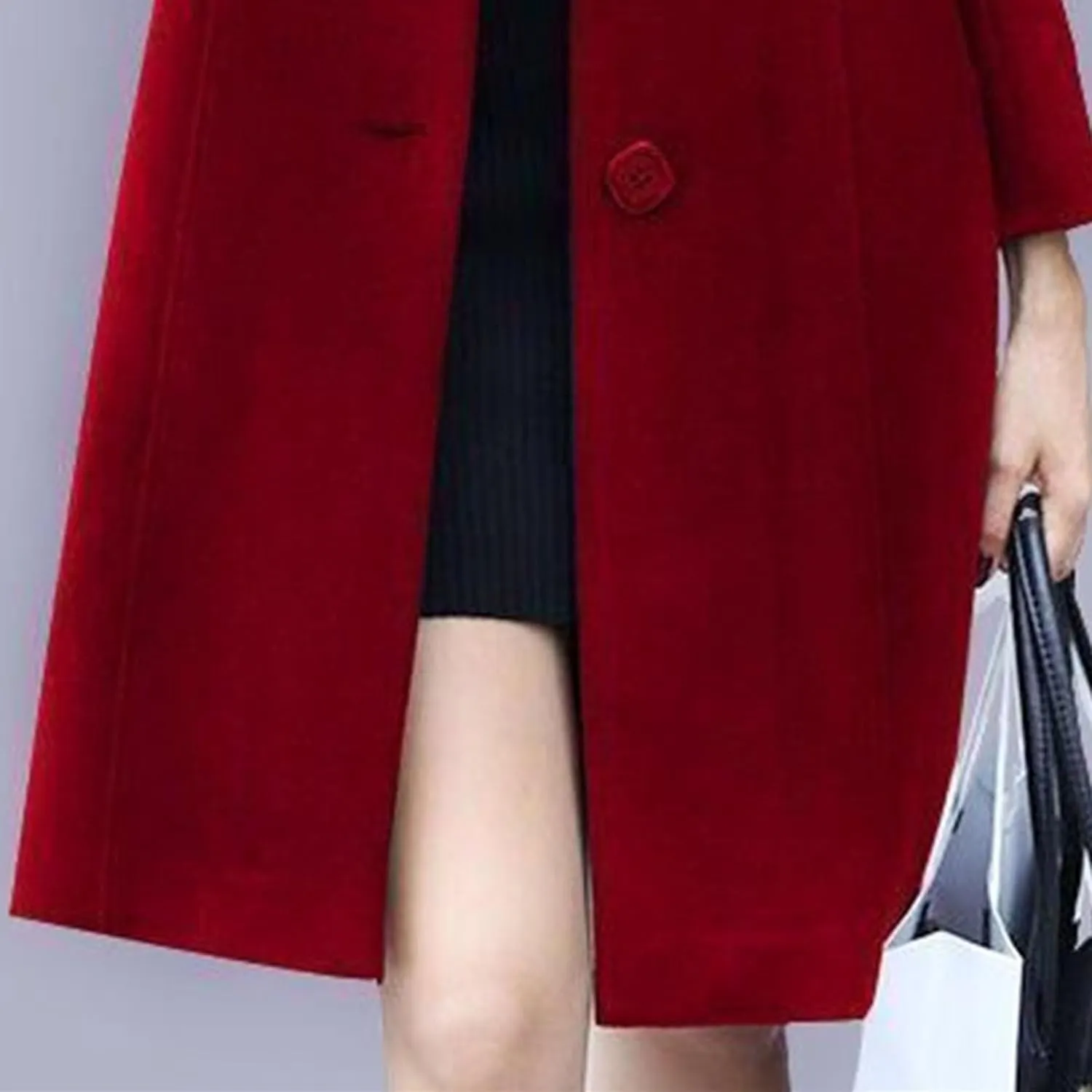 Maiyifu-GJ Women's Elegant Single Breasted Long Wool Blend Overcoat Fall Winter Lapel Trench Coat Jackets Casual Coats