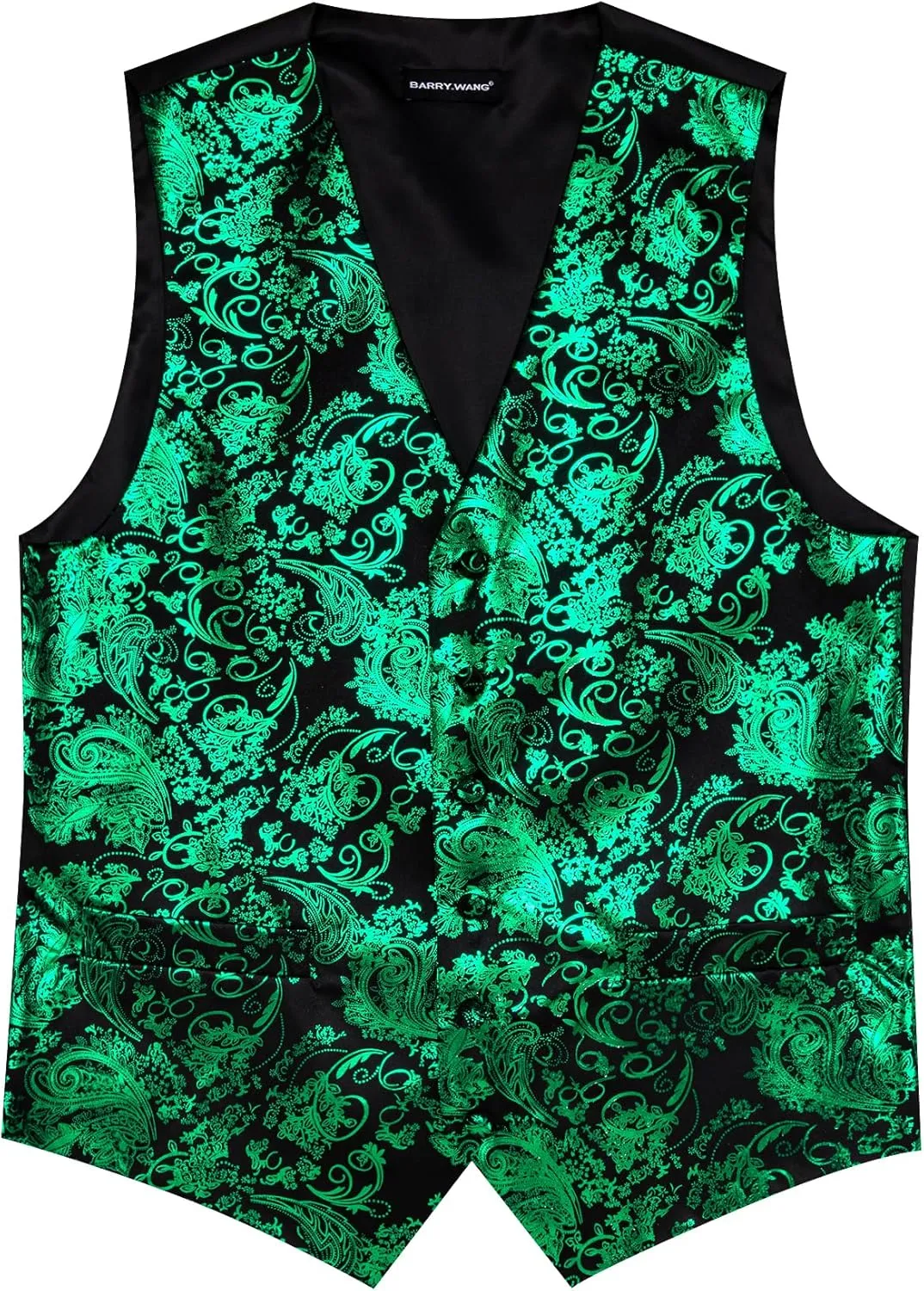 Mens Vest Tie Set Shiny Paisley V-neck Floral Waistcoat Necktie Hanky Pin Clip Cufflinks Tuxedo Casual Disco Party