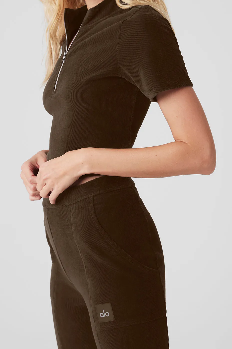 Micro Corduroy Winter Break Mock Neck - Espresso