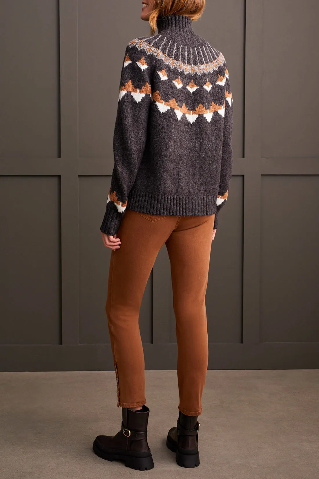 Mock Neck Intarsia Sweater