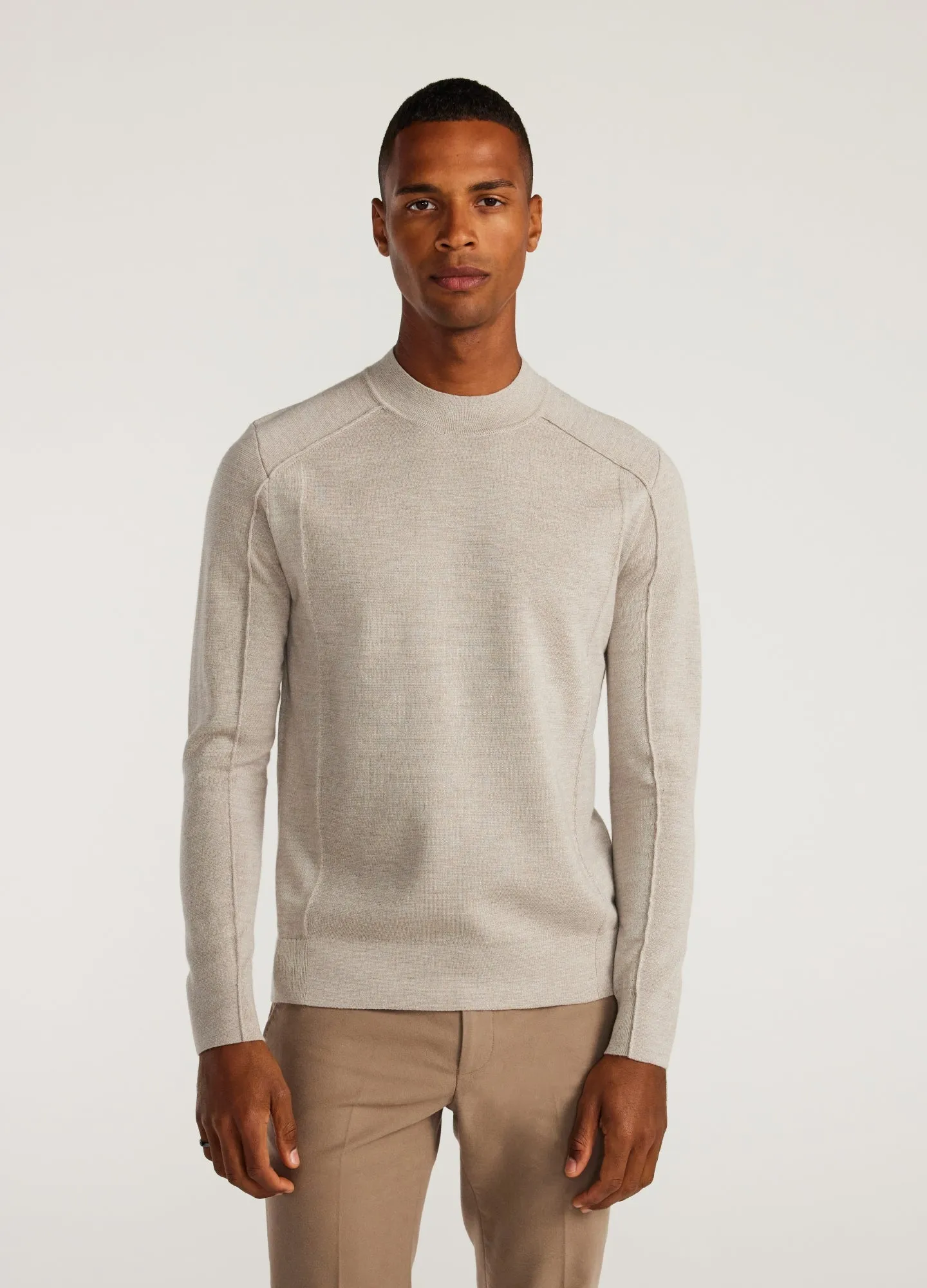 Mock Neck Merino Sweater Oatmeal