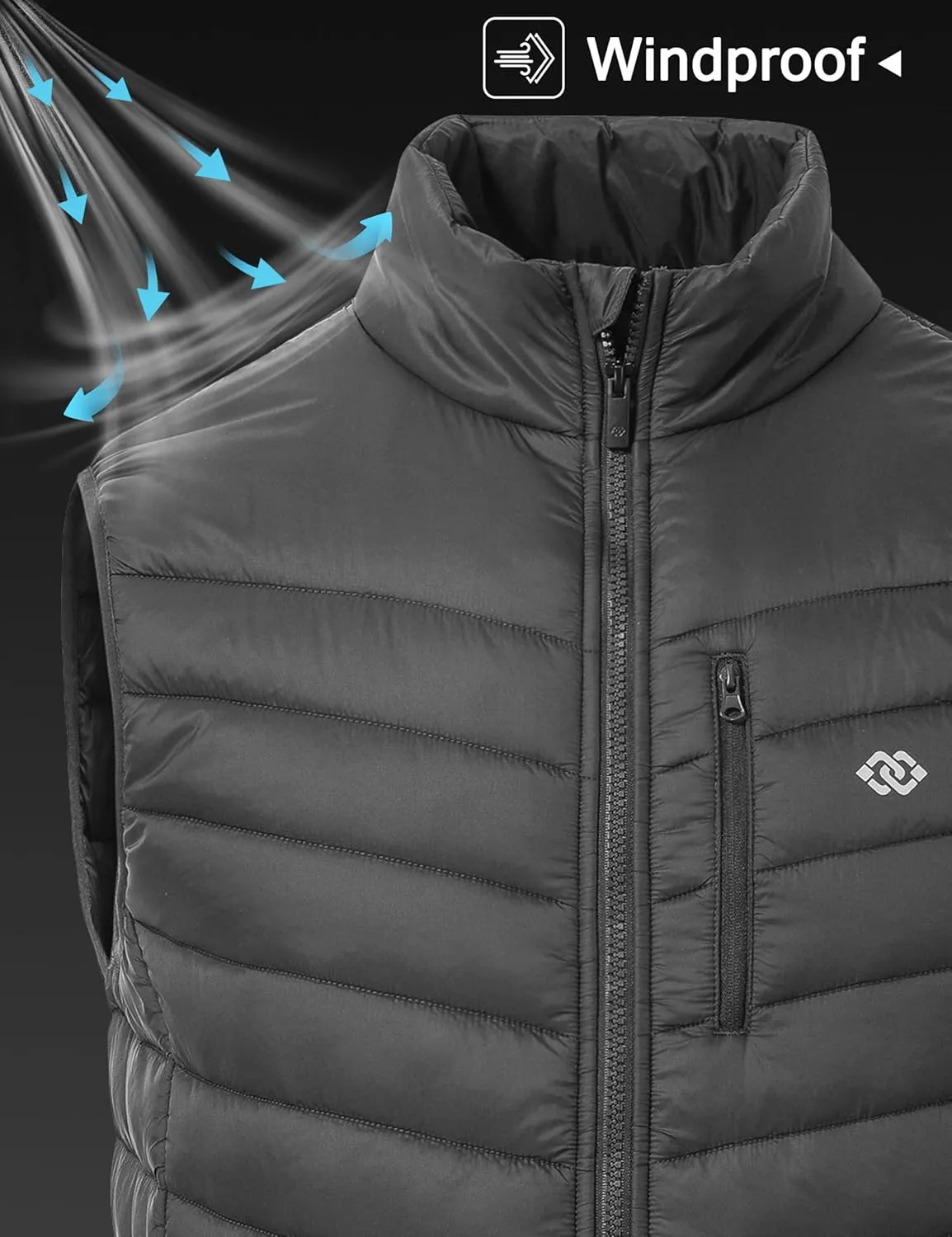 MoFiz Men's Vest Lined Puffer Vest Sleeveless Mock Neck Down Jacket Running Vest Travel Winter windbreak Coat