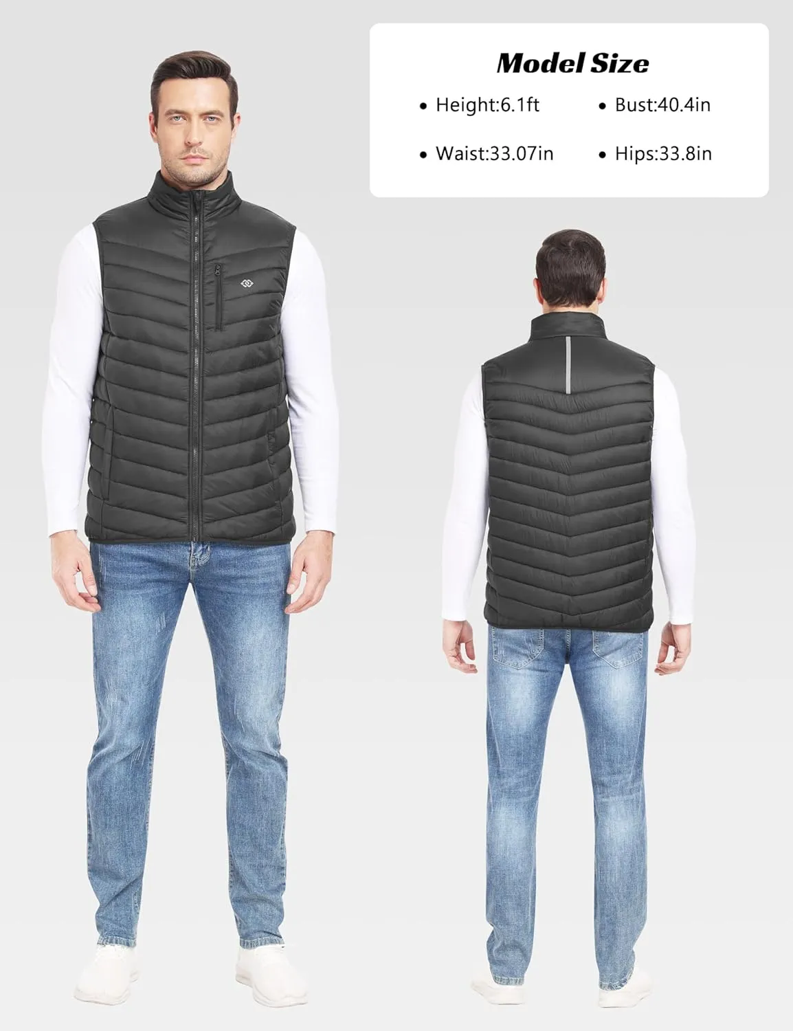 MoFiz Men's Vest Lined Puffer Vest Sleeveless Mock Neck Down Jacket Running Vest Travel Winter windbreak Coat