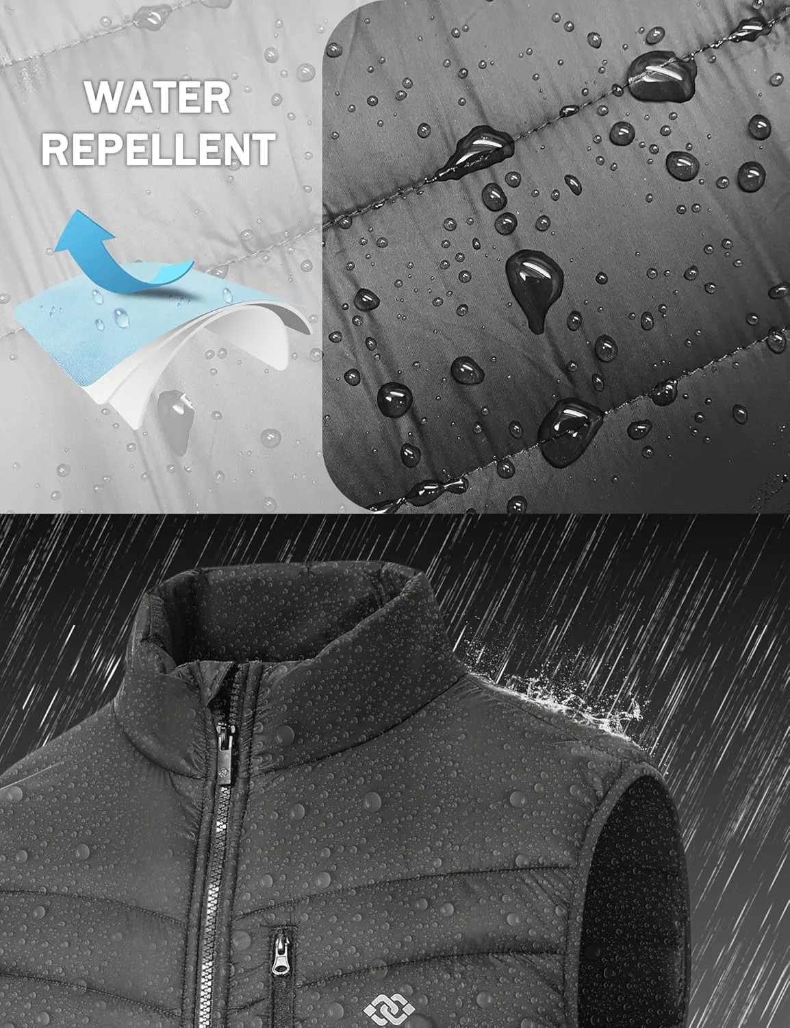 MoFiz Men's Vest Lined Puffer Vest Sleeveless Mock Neck Down Jacket Running Vest Travel Winter windbreak Coat