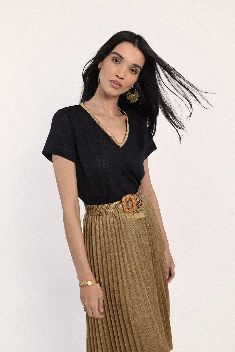 Molly Bracken Navy Blue Knitted Tee