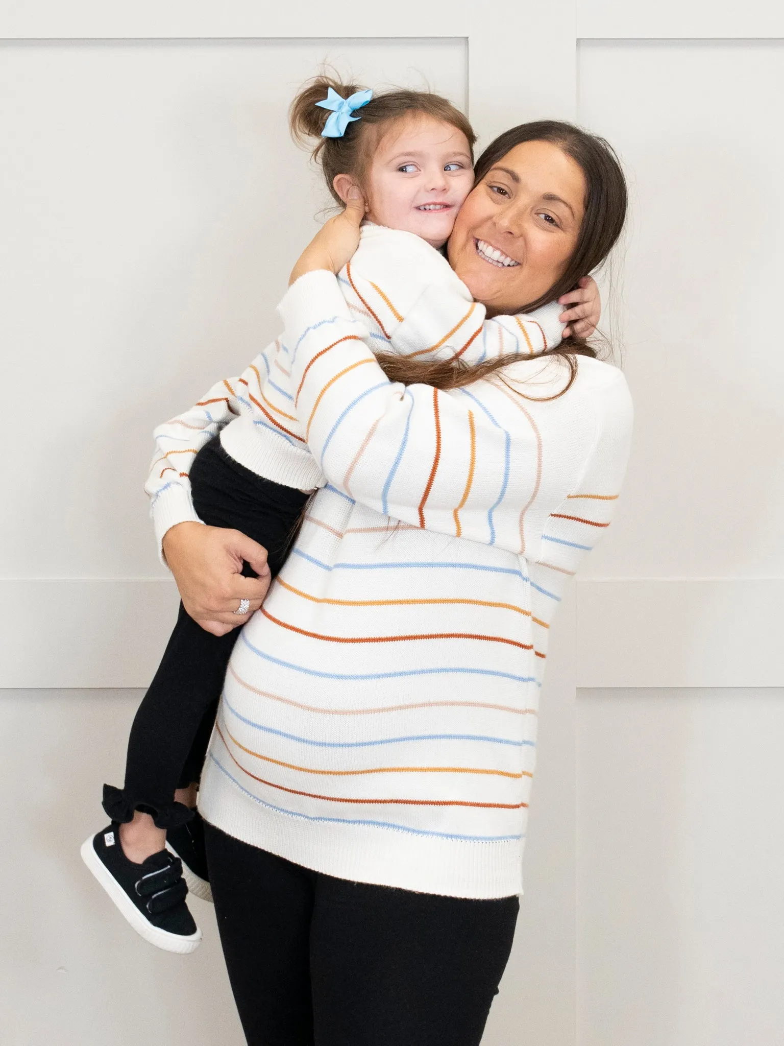 Mom & Me Warm Stripes Mock Neck Sweater