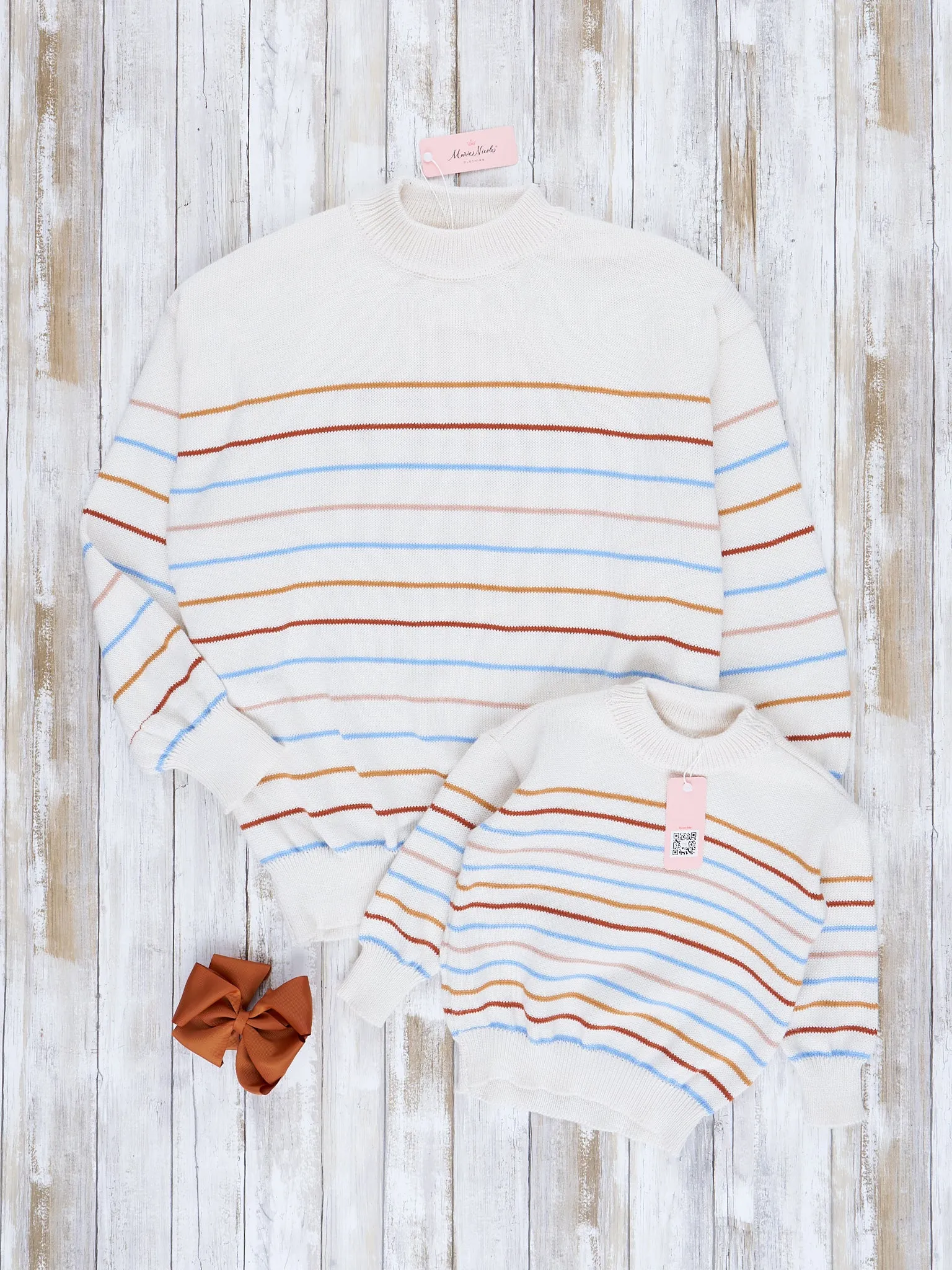 Mom & Me Warm Stripes Mock Neck Sweater
