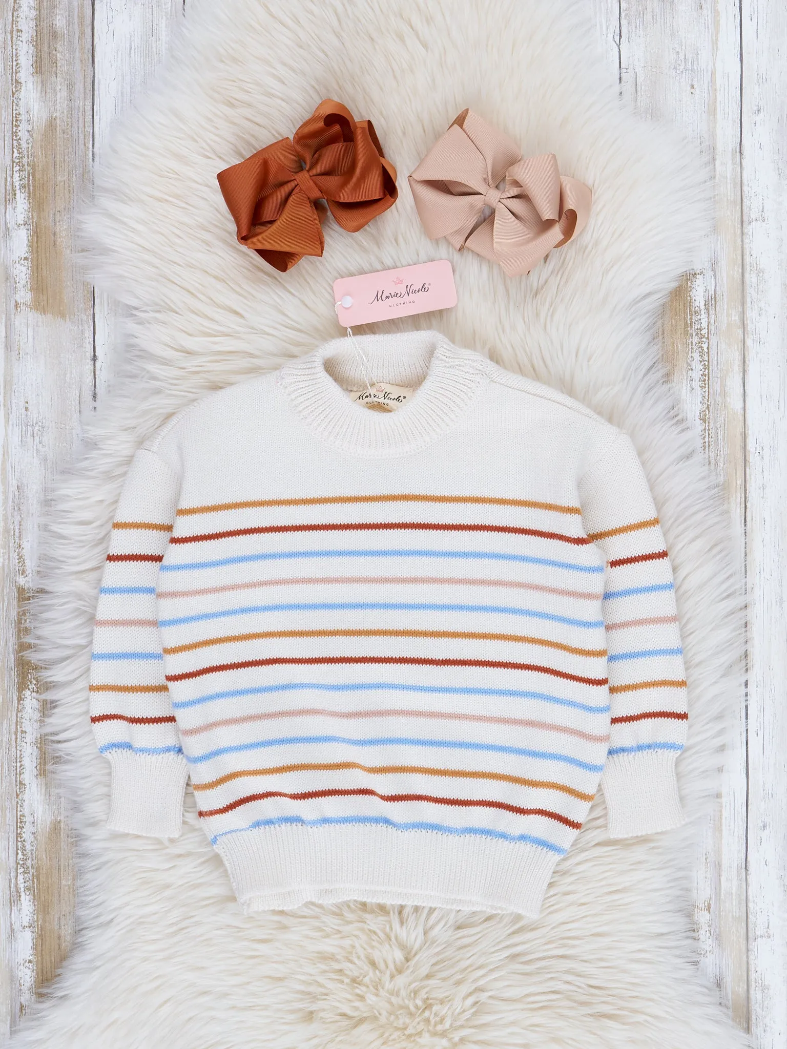 Mom & Me Warm Stripes Mock Neck Sweater