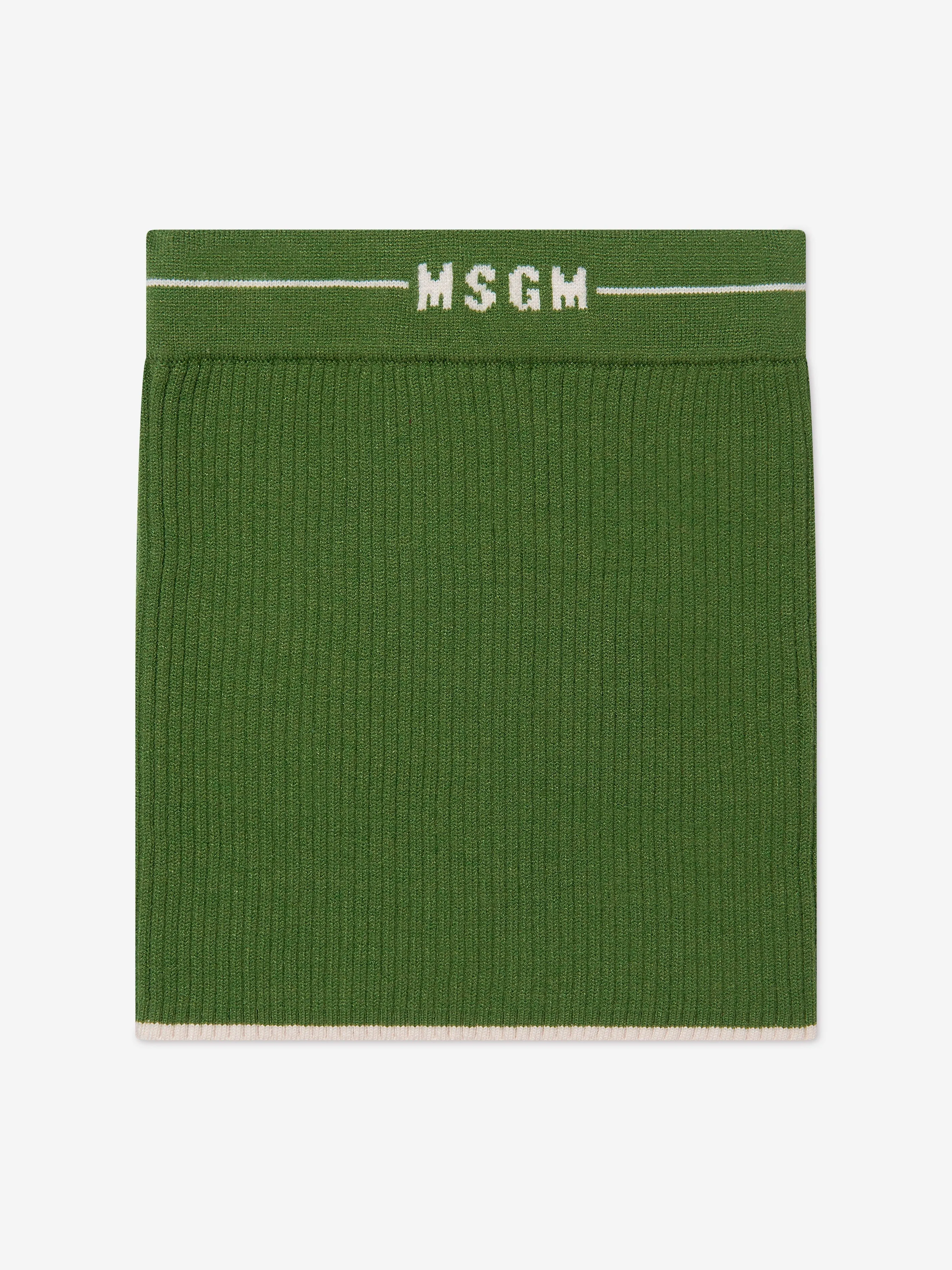 MSGM Girls Wool Knitted Logo Skirt