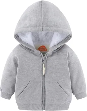 Mud Kingdom Boys Girls Full-Zip Hooded Sweatshirt Fur Lined Funny Pattern 6 Months-8 Years
