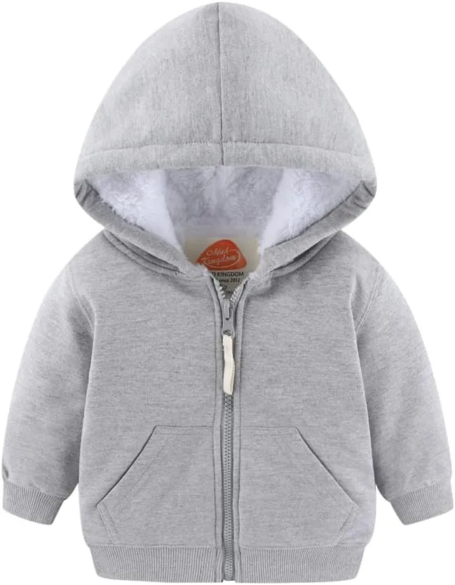 Mud Kingdom Boys Girls Full-Zip Hooded Sweatshirt Fur Lined Funny Pattern 6 Months-8 Years