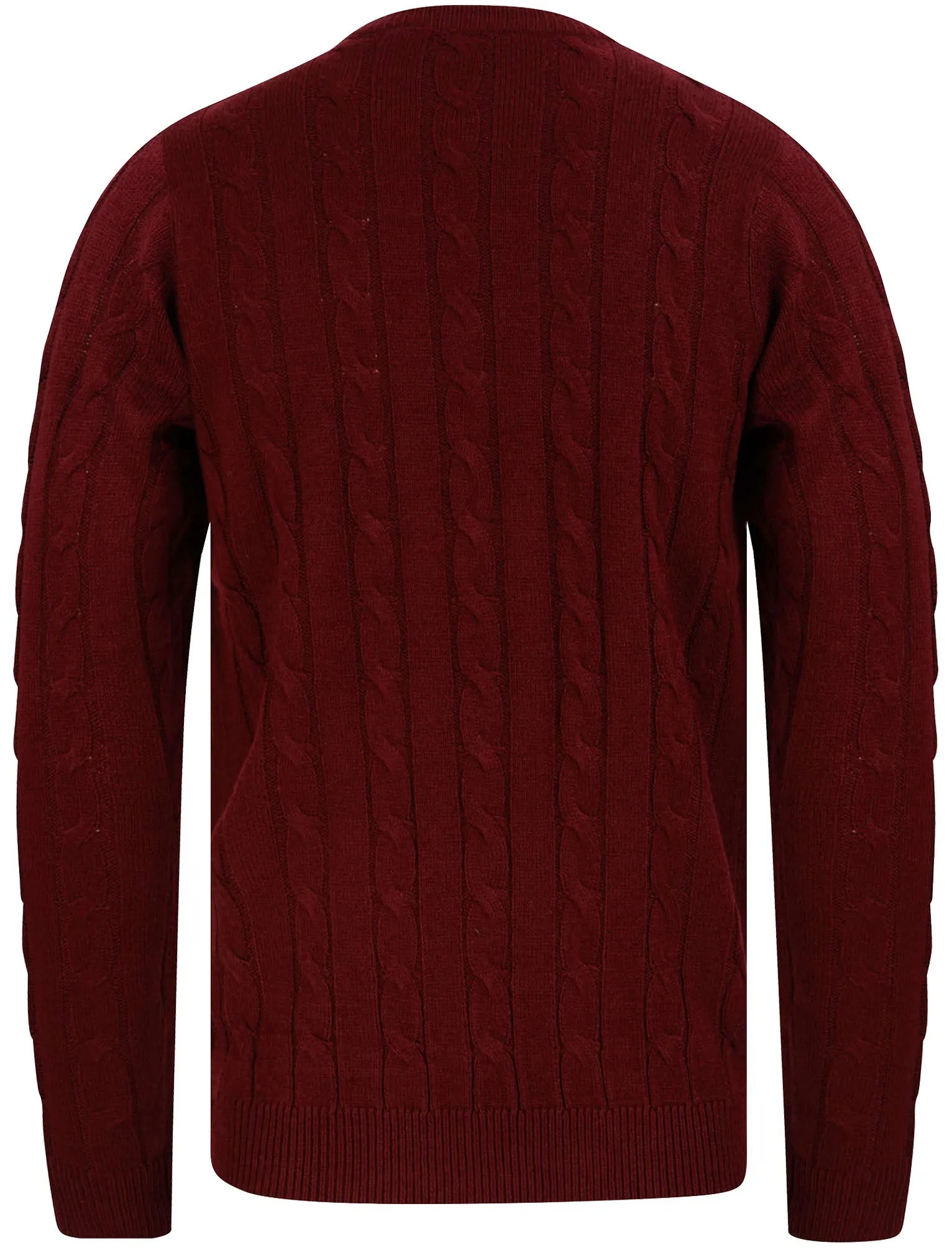 Murph Cable Knit Crew Neck Jumper in Claret - Kensington Eastside
