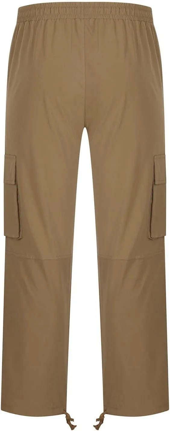 Muscularfit Cargo Pants for Men Big and Tall Elastic Waist Cotton Sweatpants Causal Solid Multi Pockets Joggers Athletic Pant