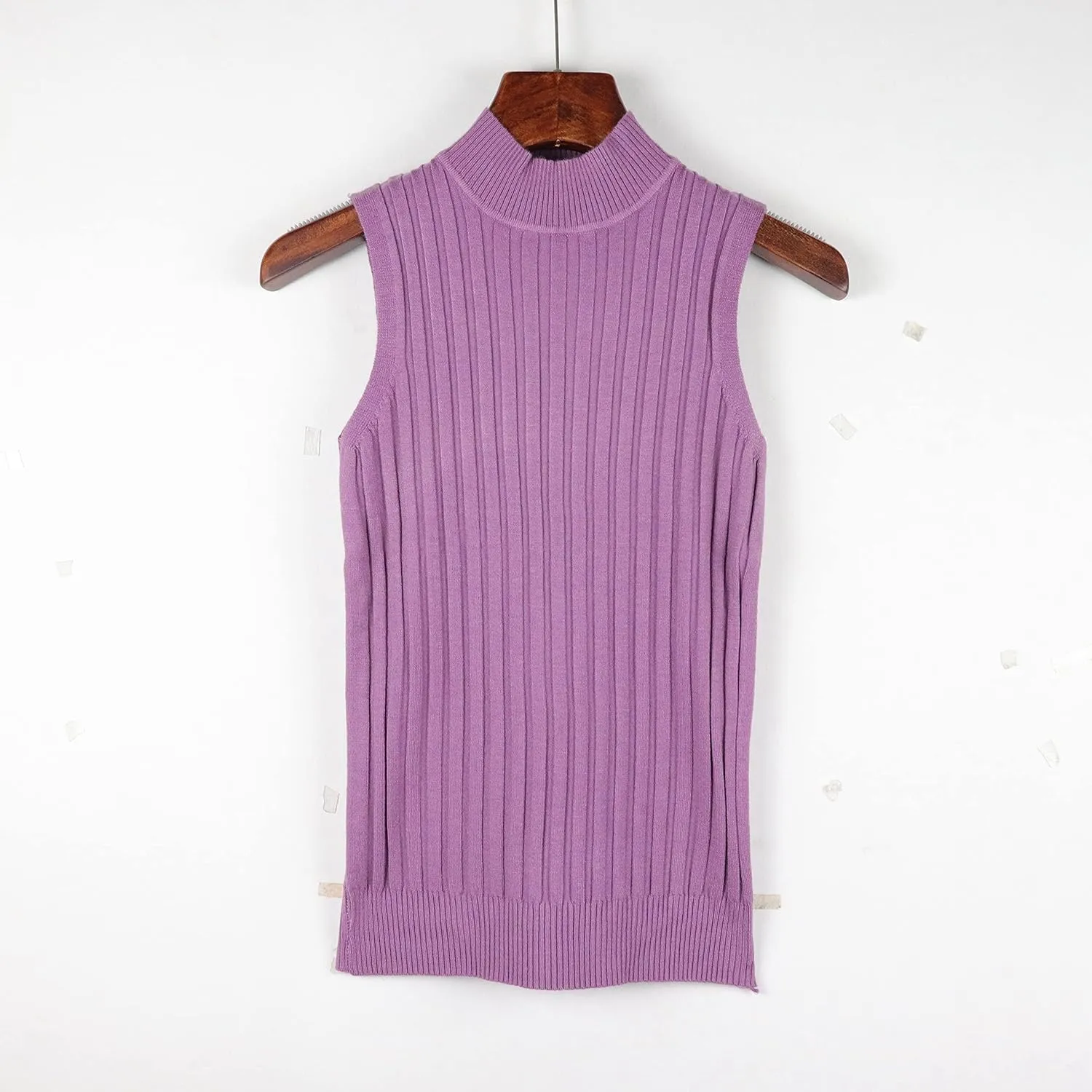 Nicetage 2025 Ribbed Sweater Tank Tops for Women Knit Mock Neck Top Sleeveless Shirts Summer Casual Basic Vest Tanks