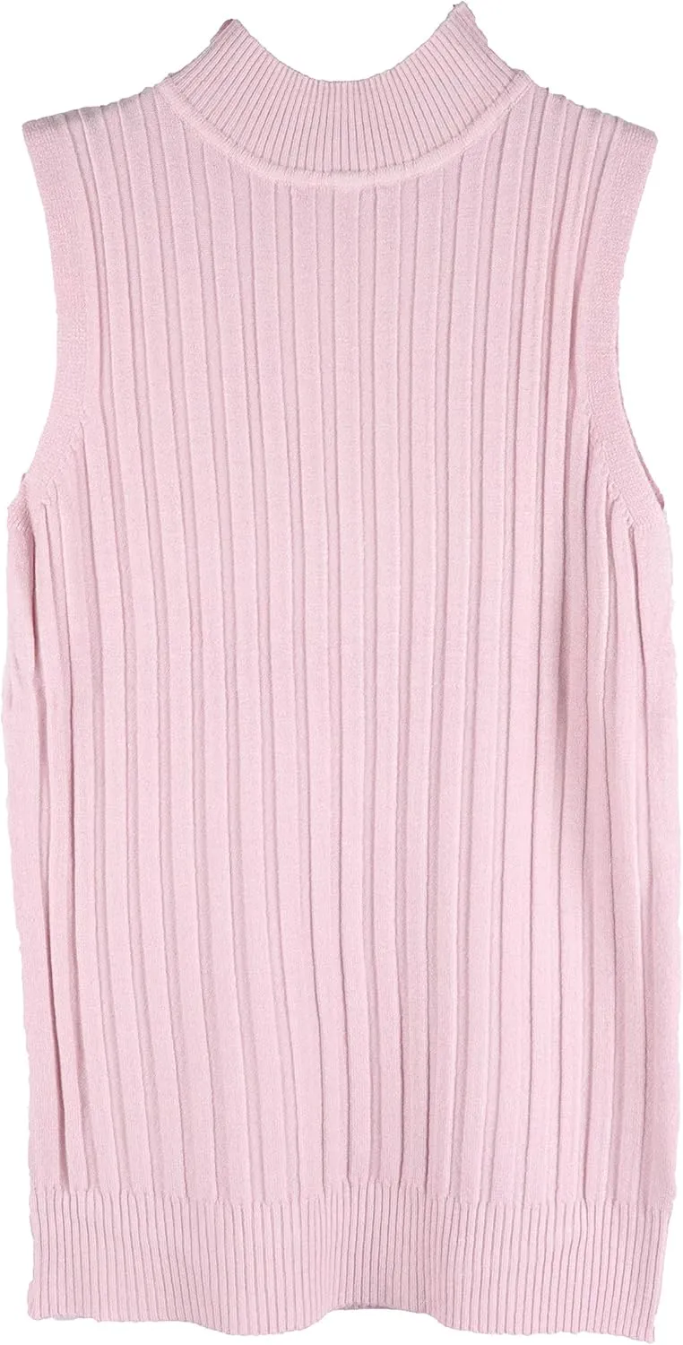 Nicetage 2025 Ribbed Sweater Tank Tops for Women Knit Mock Neck Top Sleeveless Shirts Summer Casual Basic Vest Tanks