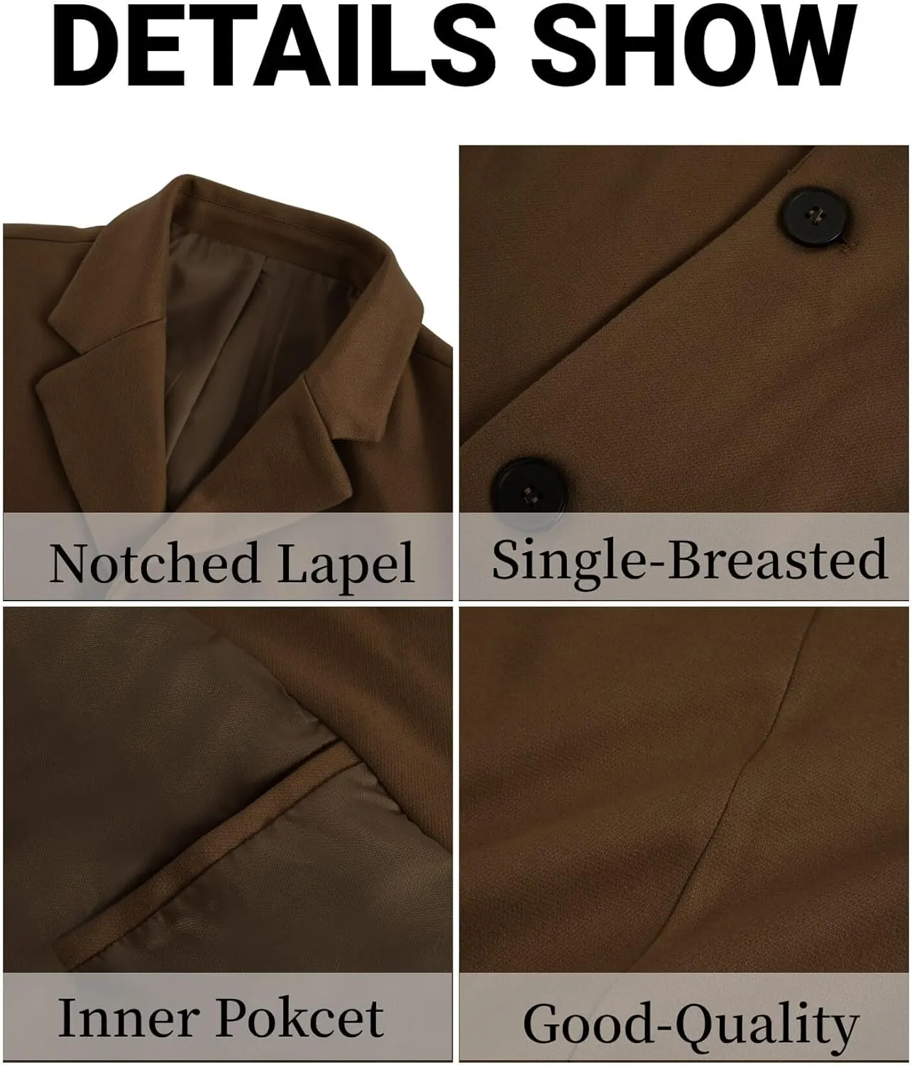 PASLTER Mens Mid Long Trench Coat Slim Fit Winter Pea Coat Single Breasted Business Overcoat