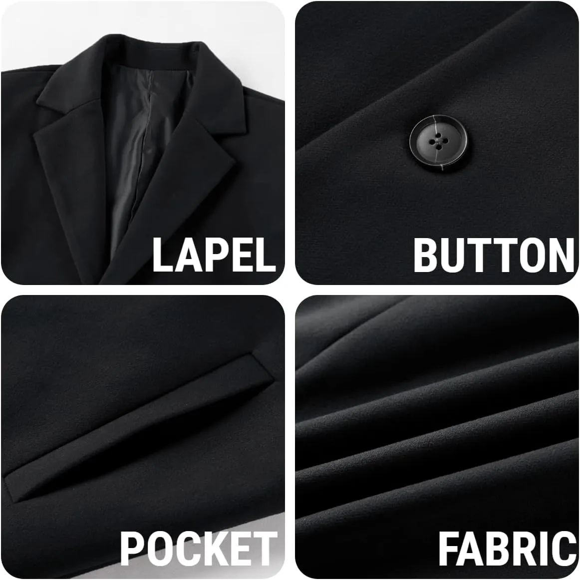 PASLTER Mens Trench Coat Slim Fit Notched Collar Fall Winter Single Breasted Pea Coat Warm Soft Overcoat