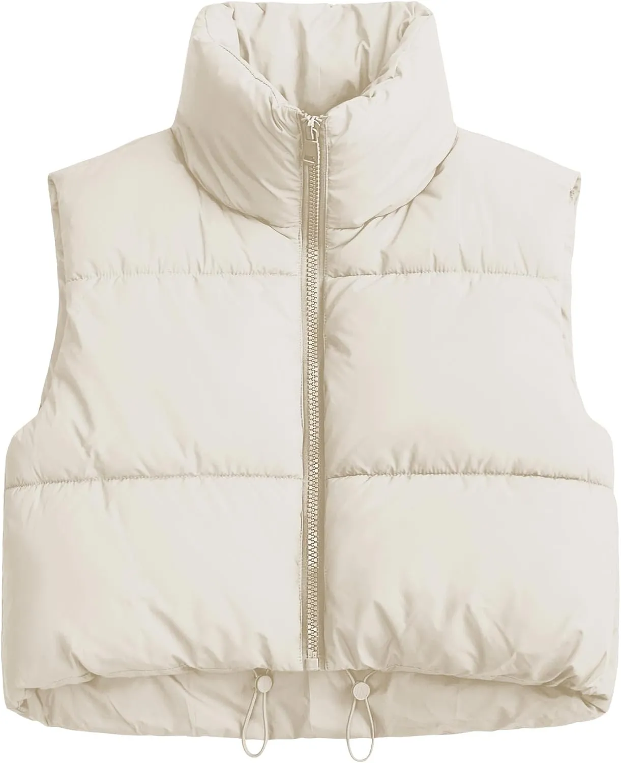 Polu Women's Cropped Puffer Vest Jacket Sleeveless Winter High Stand Collar Lightweight Vest for Women with Zip Gilet