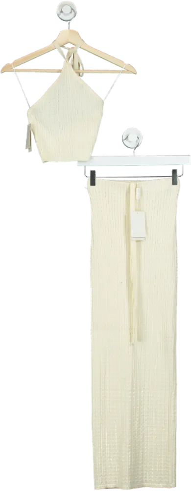 Pretty Lavish Cream Knitted Top and Skirt Set UK XS