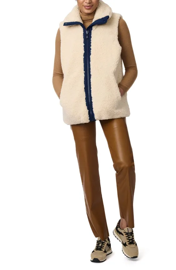 Quilted Faux Fur Lined Vest Navy