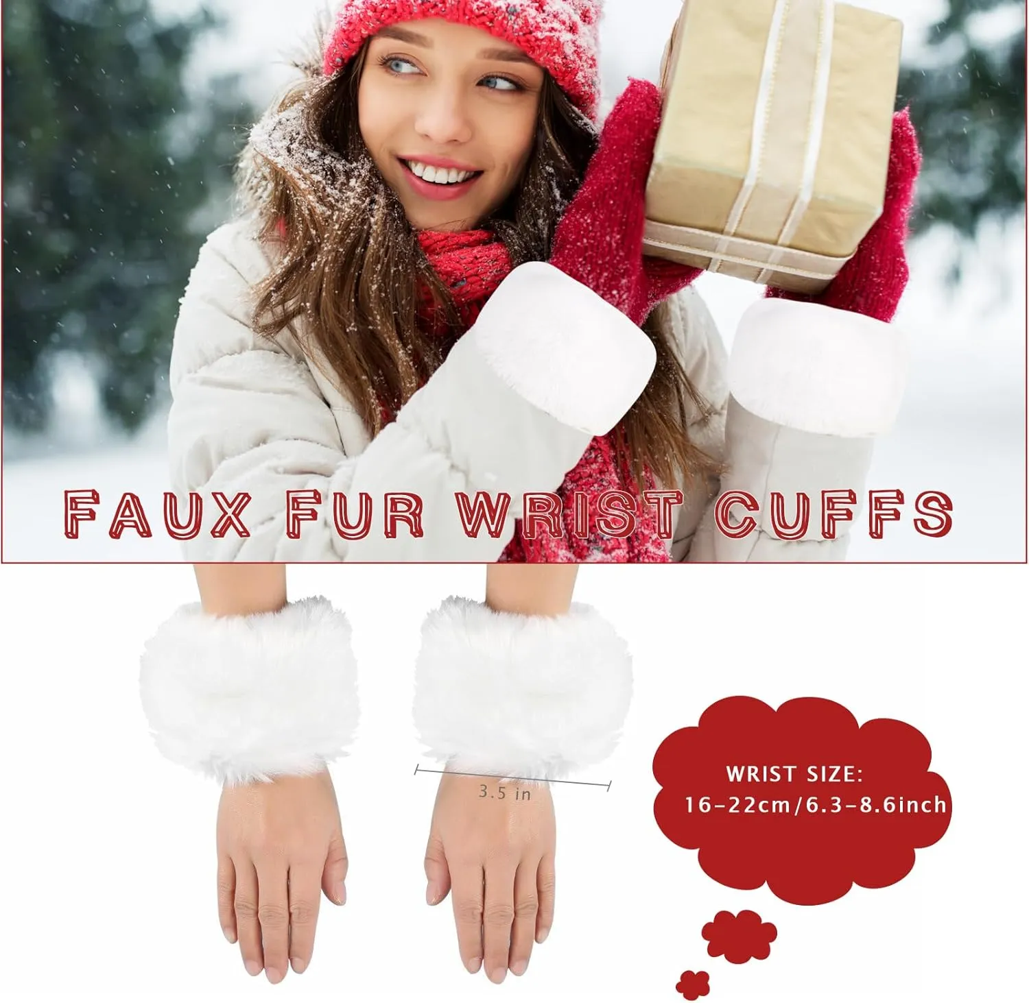 QZUnique Fuzzy Fur Leg Warmers Set - 3 Pcs Women Winter Furry Boot Cuffs Faux Fur Headband Wrist Bands Cover Long Leg Warmers