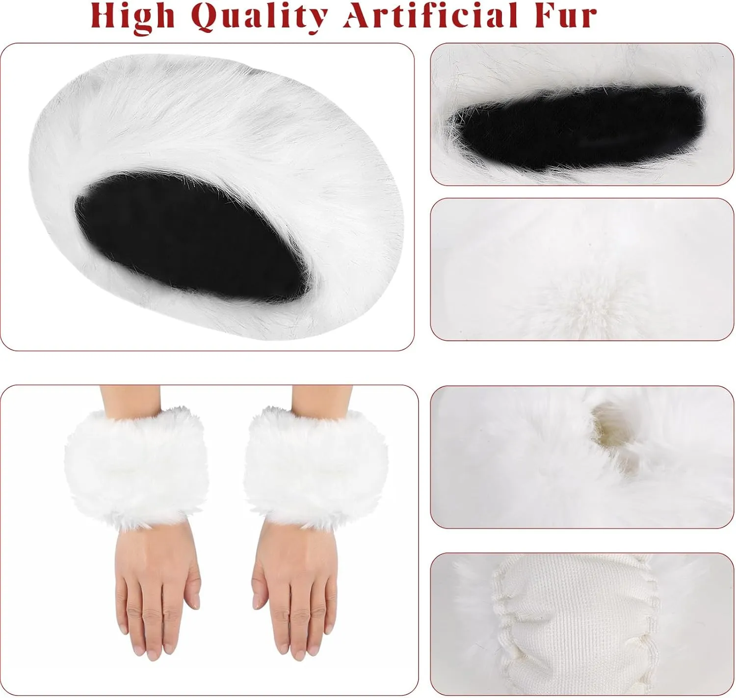 QZUnique Fuzzy Fur Leg Warmers Set - 3 Pcs Women Winter Furry Boot Cuffs Faux Fur Headband Wrist Bands Cover Long Leg Warmers