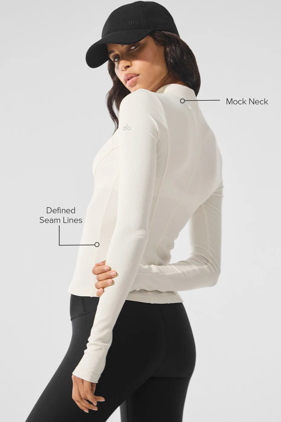 Ribbed Mesmerize Mock Neck Long Sleeve - Ivory