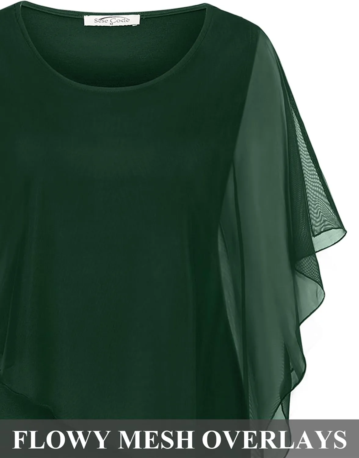 SeSe Code Women's Mesh Cape Overlay Bodycon Knee Length Pencil Dress for Wedding Guest