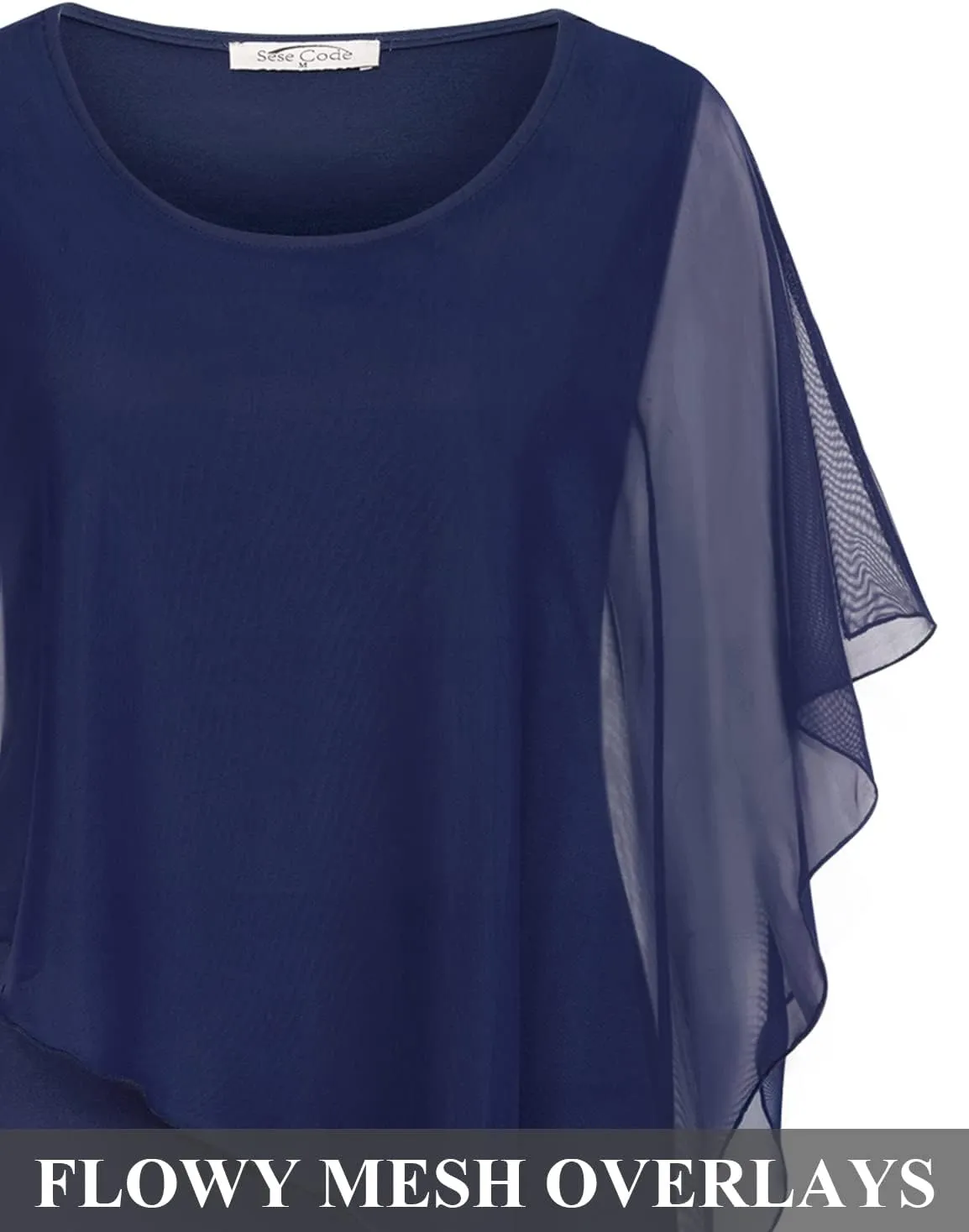 SeSe Code Women's Mesh Cape Overlay Bodycon Knee Length Pencil Dress for Wedding Guest