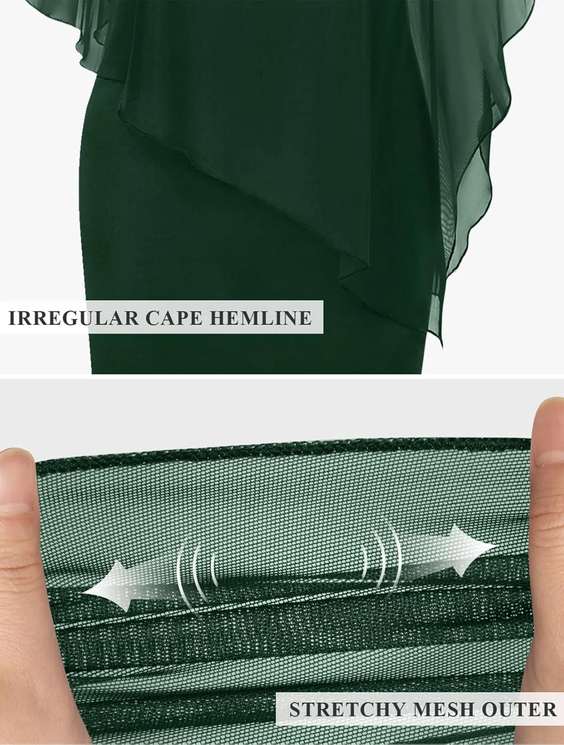 SeSe Code Women's Mesh Cape Overlay Bodycon Knee Length Pencil Dress for Wedding Guest