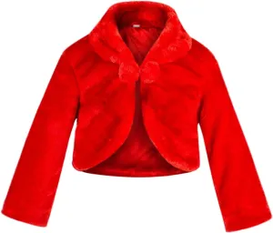 SK Studio Girls Princess Faux Fur Flower Bolero Shrug Party Wedding Dress Up
