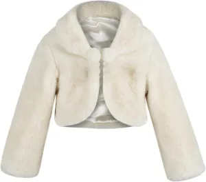SK Studio Girls Princess Faux Fur Flower Bolero Shrug Party Wedding Dress Up