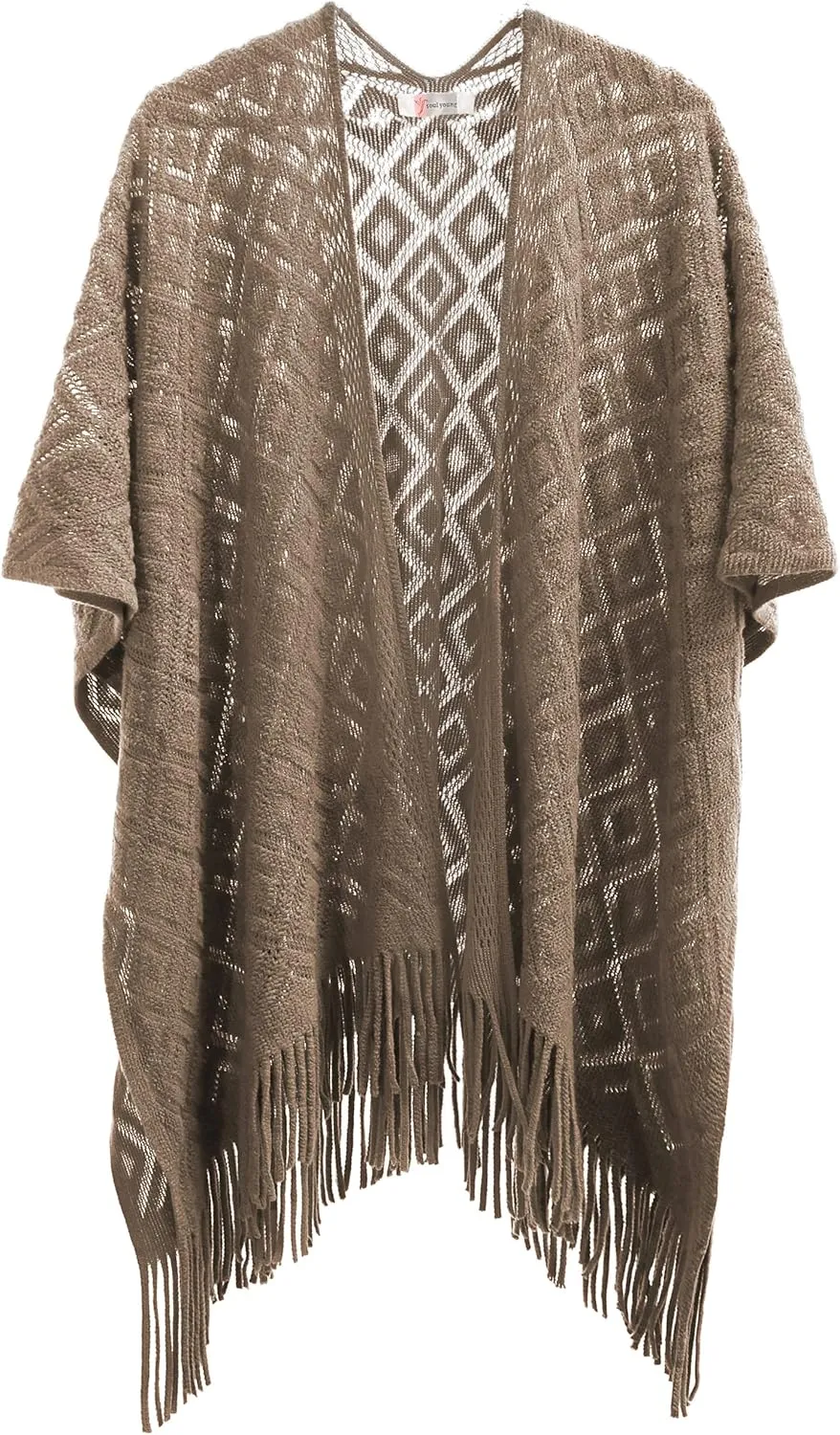 Soul Young Knit Shawl Wrap for Women Ladies Fringe Poncho Blanket Cardigan Cape